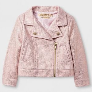 GENUINE KIDS from Oshkosh Girls Foil Printed Moto Jacket - Pink size 12M